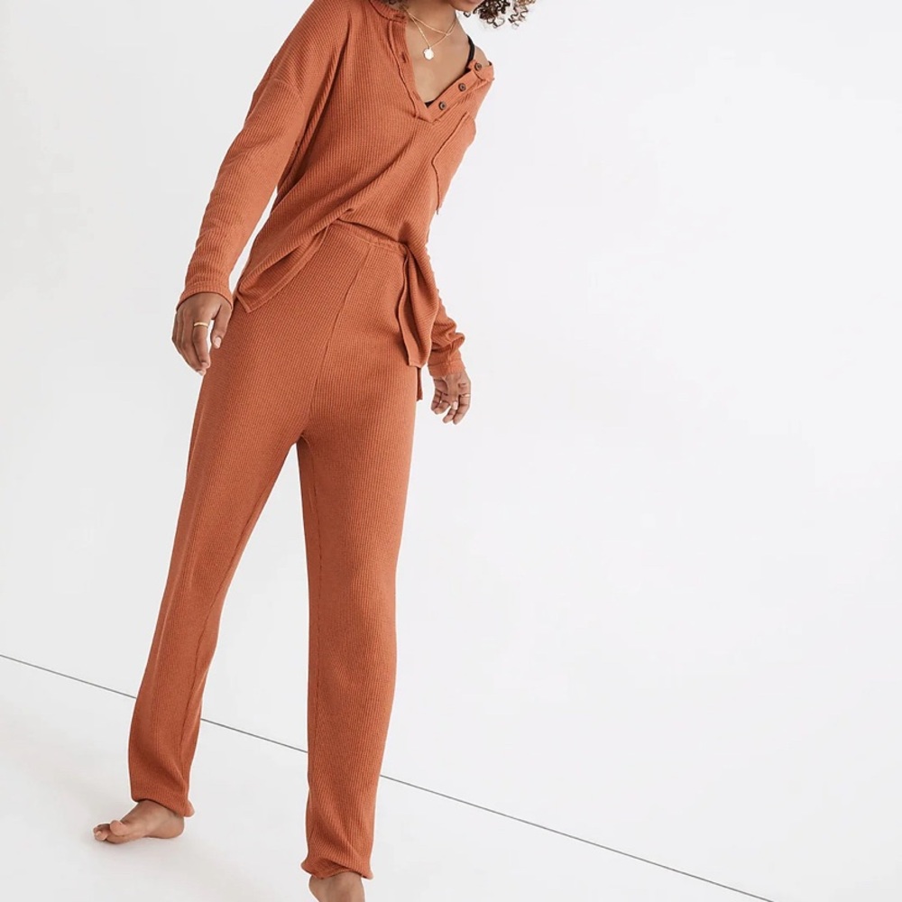 Madewell Women’s 100% Cotton Burnt Orange Waffle Weave Pajama Sweatpant in Small